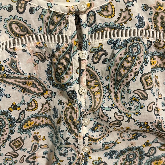 Talbots Paisley Blouse in Cream and Blue women’s size small - Picture 3 of 7